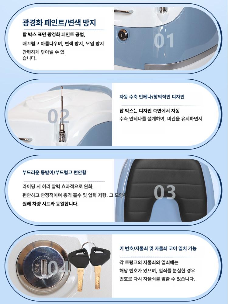 클래식 오토바이탑박스 레트로 보관함 리어백 가방 스쿠터 데님블루 - 상세 이미지 4