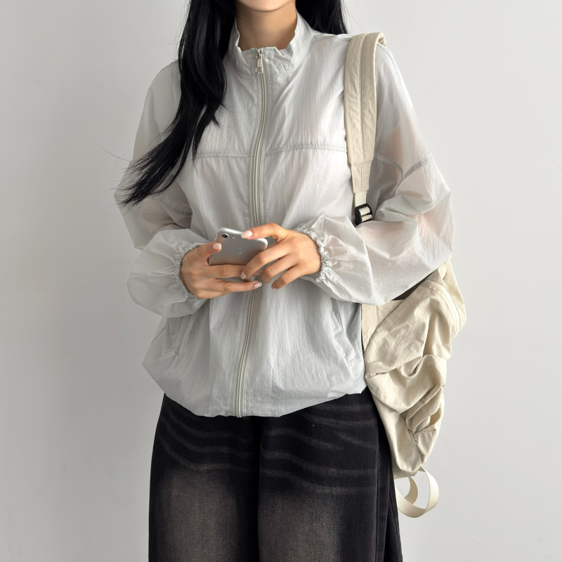 시스루 바람막이 터틀넥 봄아우터 - 상세 이미지 5