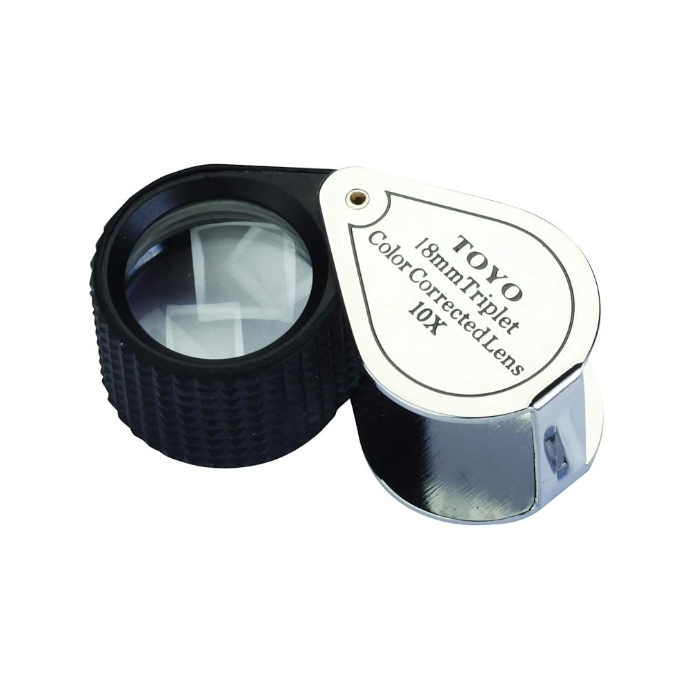 Toyo 프로페셔널 10X 확대 주얼러 렌즈, 18mm 트리플렛 루페, 크롬 - 상품 이미지