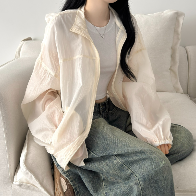 시스루 바람막이 터틀넥 봄아우터 - 상세 이미지 3