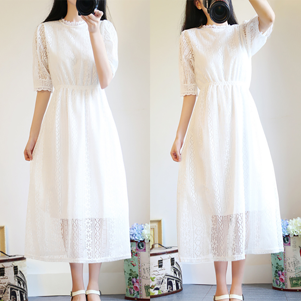 소녀감성 셀프 웨딩 드레스 원피스 6size [스몰웨딩 화이트 브라이덜샤워 만삭 미니 결혼식] - 상품 이미지