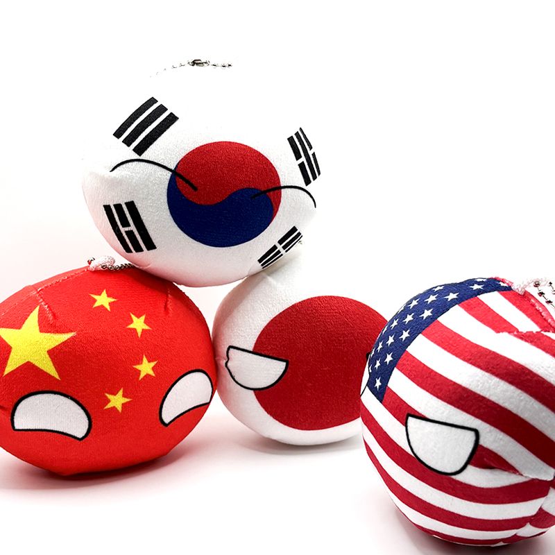 컨트리볼 키링 세계 국기 인형 밈 나라별 태극기 성조기 한국 미국 일본 소련 러시아 중국 - 상세 이미지 2