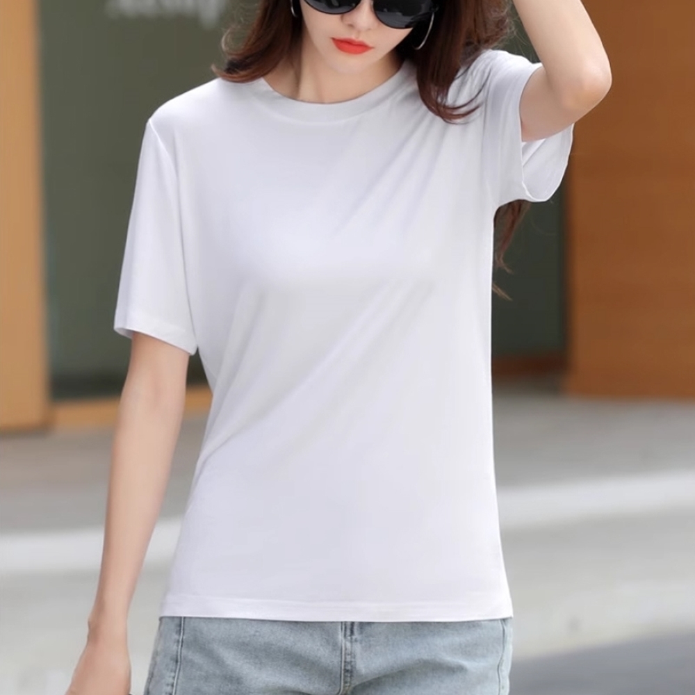 여성 텐셜 스판 쿨링 시원시원한 빅사이즈 라운드반팔티 - 상세 이미지 2