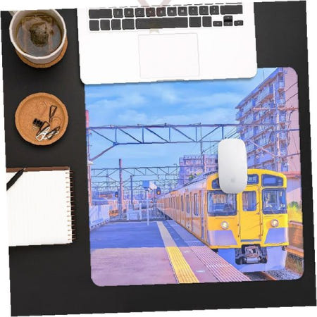 일본거리 노란전철 감성풍경 정사각 키보드 책상 게이밍 논슬립 고무 미끄럼방지