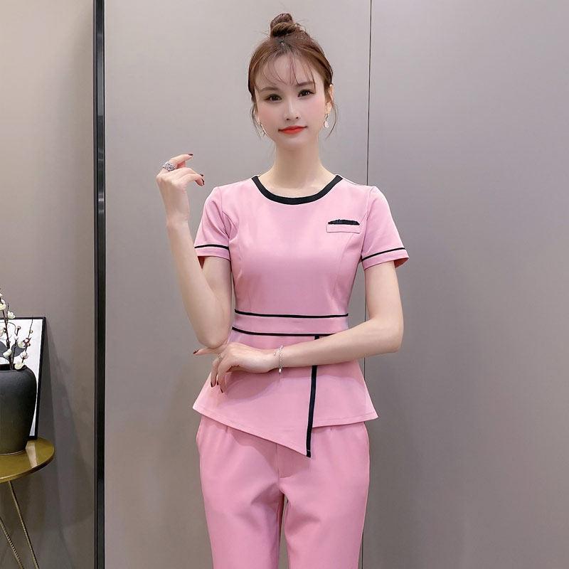 마사지사 피부관리사 유니폼 근무복 뷰티샵 에스테틱 화이트 반팔 S 이미지 6