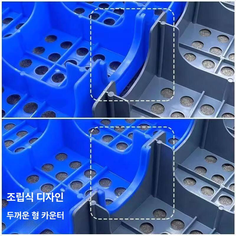 보드 플라스틱 파레트 방습 물류창고 규격파렛트 블루 블루 100x60x10cm 원형 구멍 - 상세 이미지 3