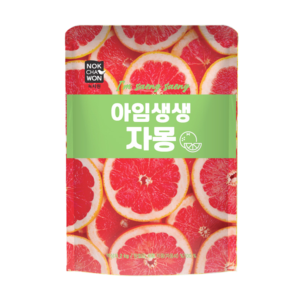 [녹차원] 아임생생 자몽 파우치형 2KG 과일청 수제청 카페용 - 상품 이미지