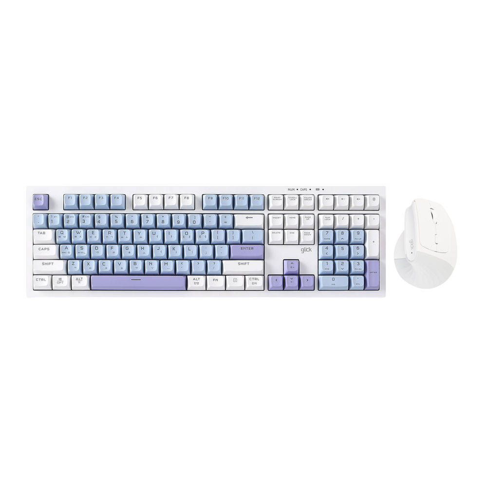 지클릭커 오피스프로 WMK580 사일런스 M RGB 무소음 무선 블루투스 키보드 버티컬 마우스 세트 108 Pink 이미지 8