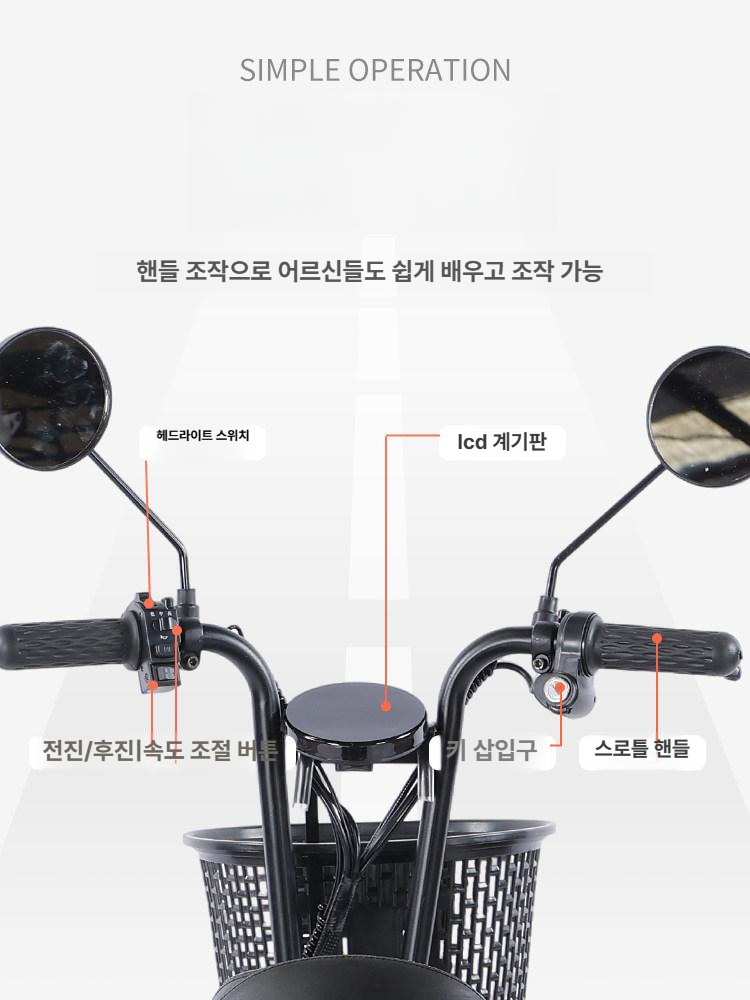 48v 세발 전기자전거 동반 전동자전거 애견 승 등하원 출퇴근 삼륜 배달 - 상세 이미지 2