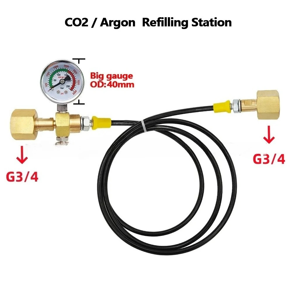이산화탄소 CO2 병 - G3/4 40mm 압력 게이지가 팽창식 조인트