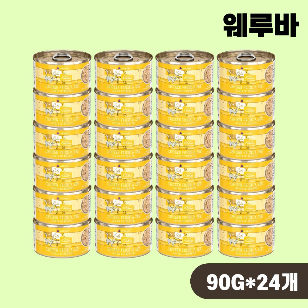 [+N포인트] 웨루바 캣 주식 캔 고양이 습식캔 치킨 프리카세, 90g, 24개 - 상품 이미지
