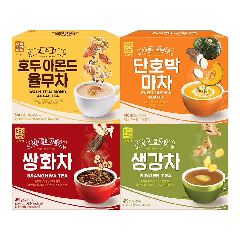 녹차원 전통건강차 30T 4종 (생강차,쌍화차,단호박마차,호두아몬드율무차) - 상품 이미지