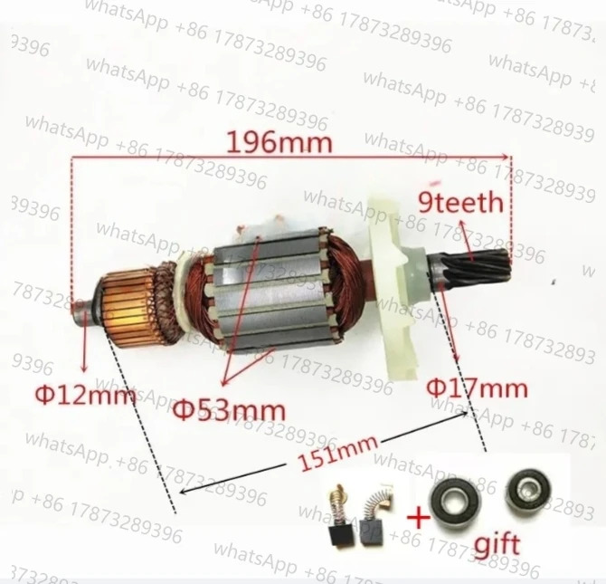 아머처 모터 AC 220-240V 9개 톱니 히타치 PH65A PH-65A 65A 85A 75A 95A 해머 드릴 로터 엔진 부품 교체용