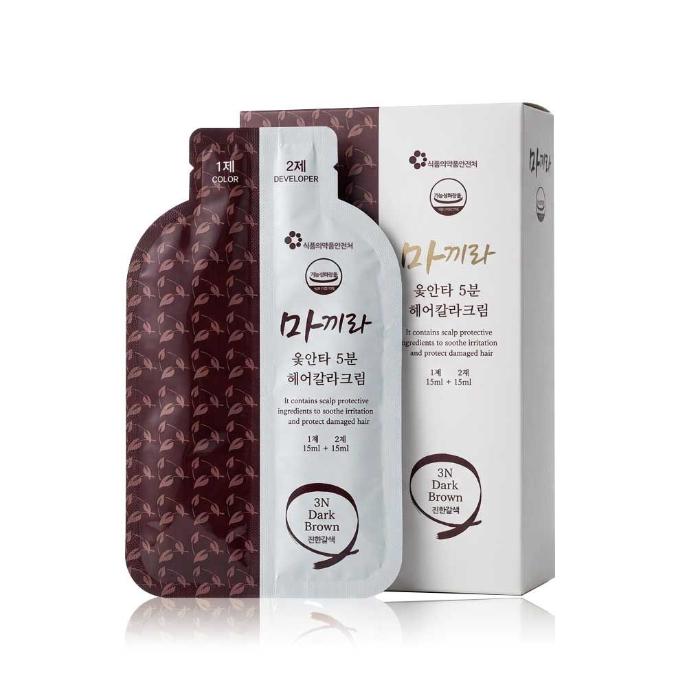 마끼라 옻안타 5분 헤어칼라염색약 전문가용 뿌리 흰머리 부분염색 30ml, 3N 진한갈색, 5개 - 상세 이미지 2