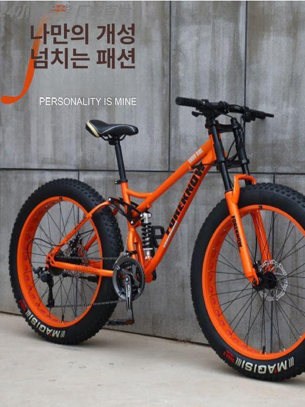 MTB 광폭타이어 바퀴큰자전거 산악용 팻바이크 화이트 5스포크 일체형 휠 기타 21단 26인치 - 상세 이미지 5