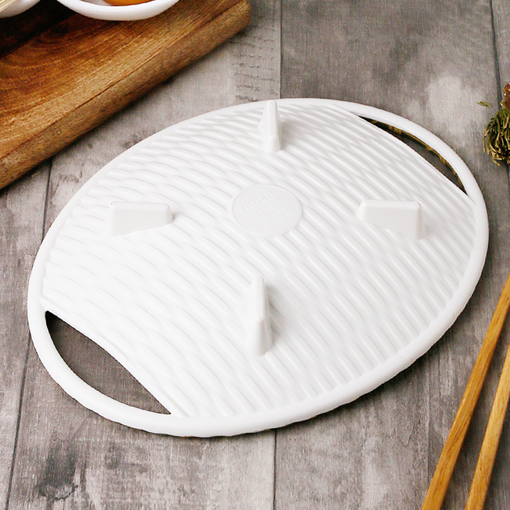대나무 멜라민 접시 전 튀김 소쿠리 부침개 파전 큰 대형 그릇 31.5cm, 채반타원 - 상세 이미지 4