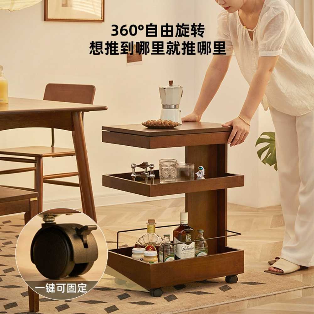 이동식 간식 트롤리 웨건 원목 용 홈바 와인카트 테이블 - 상세 이미지 3