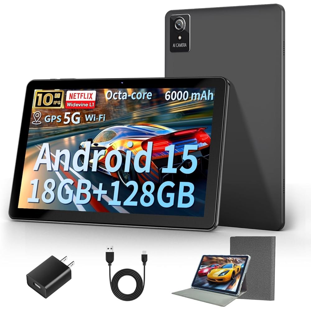 2025 안드로이드 15 태블릿, 18GB+128GB, 배터리, 옥타 1TB 듀얼 와이드바인 6000mAh Wi-Fi 코어 L1 카메라(5MP+8MP) 확장, 6, 호환 - 상품 이미지