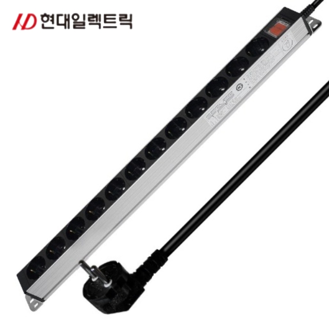 현대 고용량서버탭 12구 1.5M 알루미늄 국산멀티탭 서버랙 콘센트 2800W - 상품 이미지