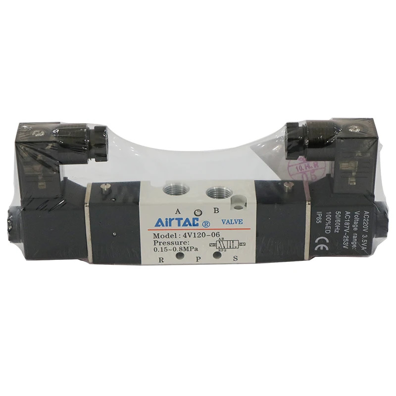 AIRTAC 4v120-06 솔레노이드 밸브 220v 2위치 5방향 반전 24v 코일 실린더
