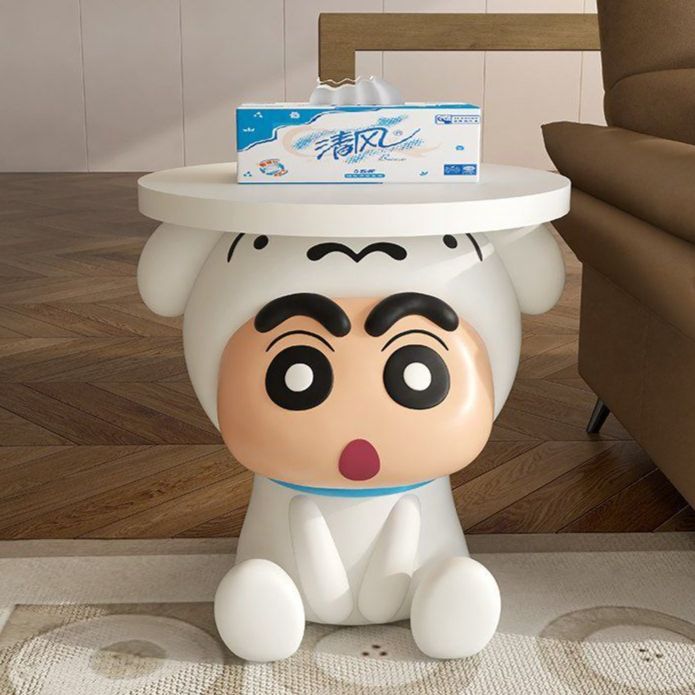 짱구 거실 사이드 테이블 협탁 선반 흰둥이 캐릭터 귀여운 인테리어 - 상품 이미지