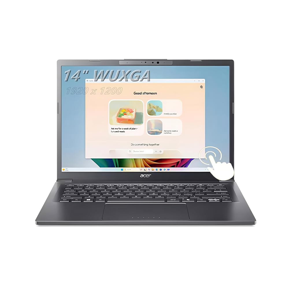 acer Aspire 노트북, 14인치 WUXGA 16GB 인텔 윈도우 5-226V, 8코어, 11 TWE LPDDR5X 홈, RAM, 패드 웹캠, PCIE 512GB IPS SS - 상품 이미지