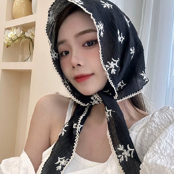 [이거찜] 독보적인 자수 쁘띠 스카프 프릴 예쁜스카프 빈티지 - 상세 이미지 2