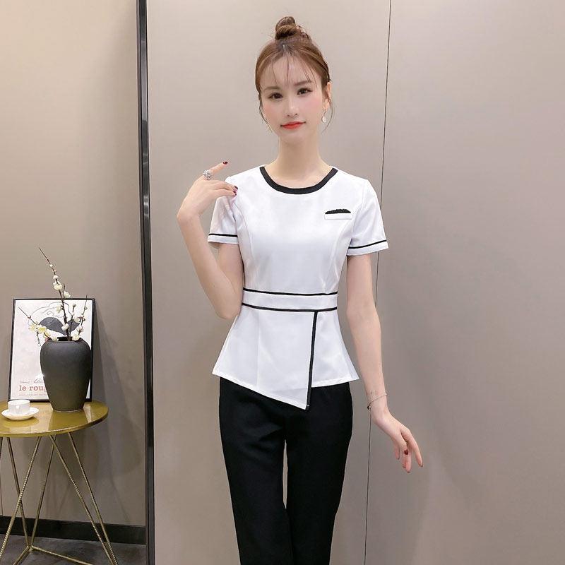 마사지사 피부관리사 유니폼 근무복 뷰티샵 에스테틱 화이트 반팔 S 이미지 7
