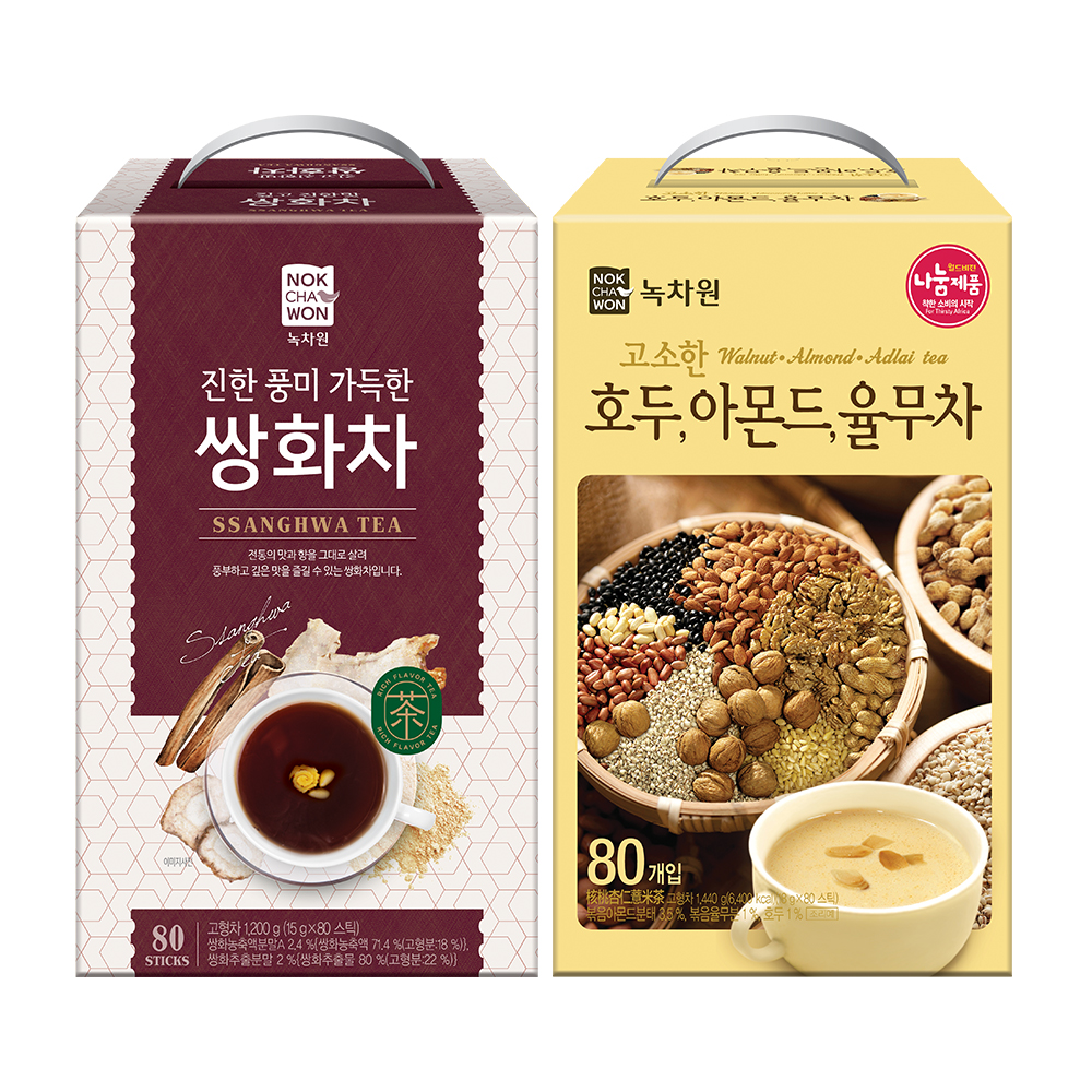 녹차원 쌍화차 80스틱+율무차 80스틱 - 상품 이미지