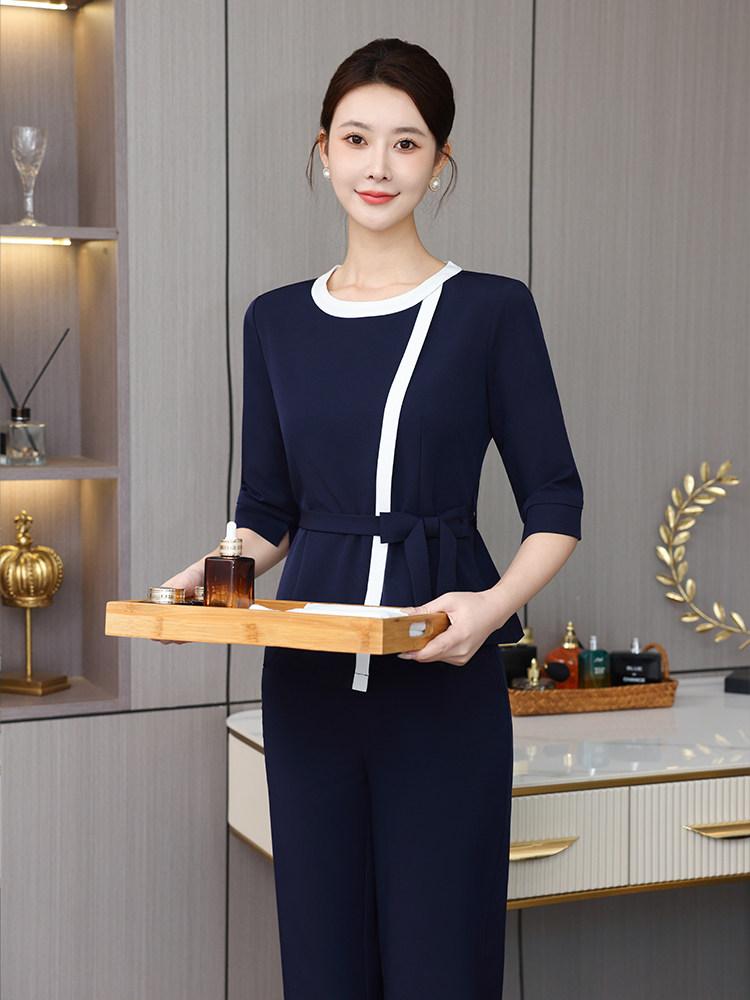 예쁜병원유니폼 상담실장 병원 코디네이터 데스크 원무과 근무복 블랙 반팔 S - 상세 이미지 5
