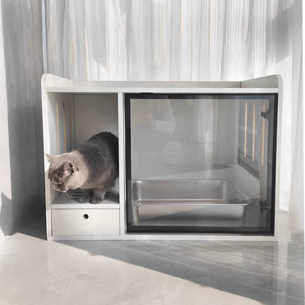 원목 고양이 화장실 대형 우드 캐비닛 수납 단층 배변통 85x40x61cm - 상세 이미지 2