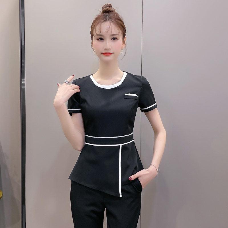 마사지사 피부관리사 유니폼 근무복 뷰티샵 에스테틱 화이트 반팔 S - 상세 이미지 5
