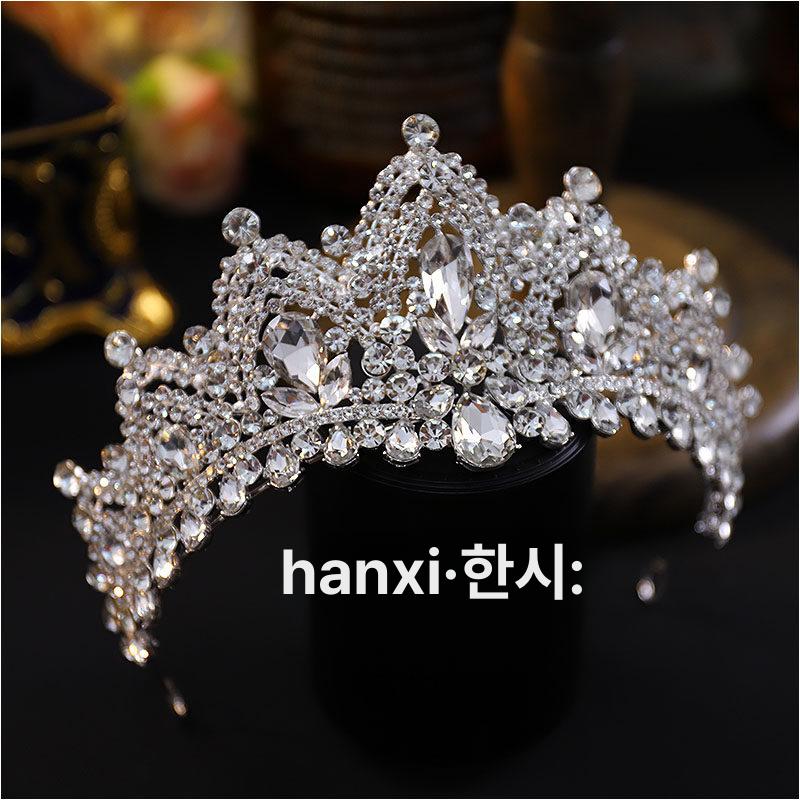 웨딩티아라 신부 다양한 실버 크리스탈 헤드피스 컬러 고급스러운 럭셔리 글로시 크리스탈 왕관 - 상세 이미지 3