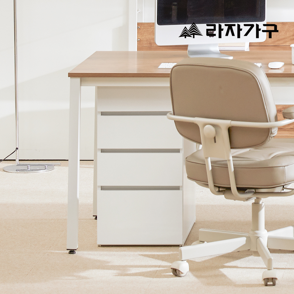 라자가구 플레인 트롤리 책상보조 이동식 3단 서랍 서재 학생 사무실 서랍장