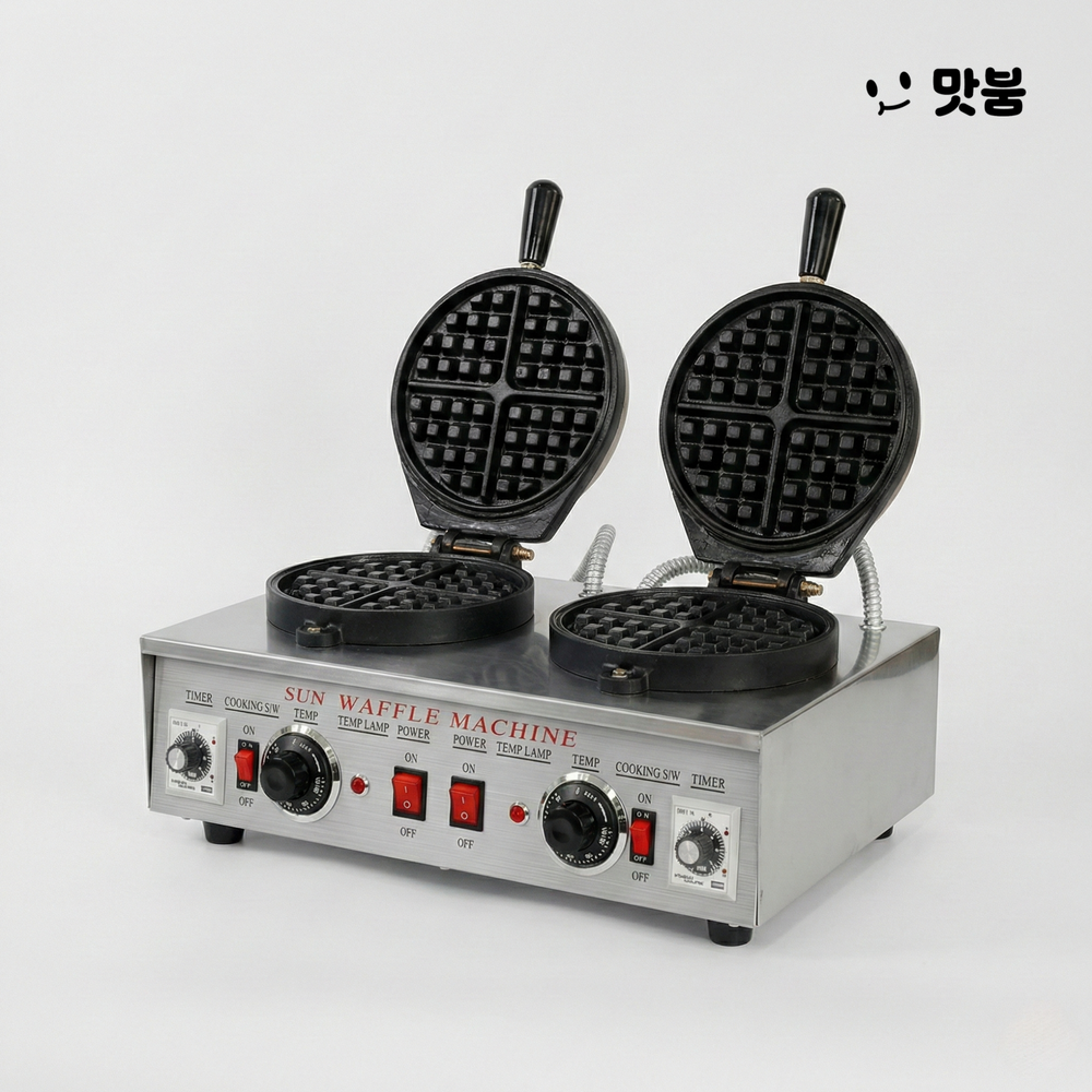 태양산업 타원벨 와플기계 2구 전기식 국내제조 조리기 / WBC-450T - 상품 이미지