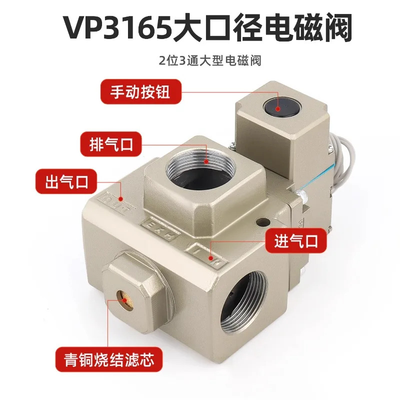 1 pc대구경 고유량 2위치 3방향 VP3145/65/85/VP3165V-GA/DA 진공 공압식
