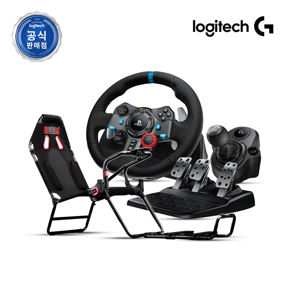 로지텍코리아 로지텍G G29 레이싱휠(PS5,PC), 쉬프터,레이싱시트S021 세트 - 상품 이미지