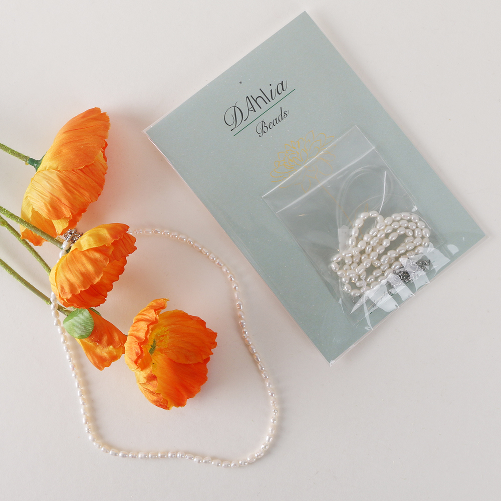 진주 비즈 목걸이만들기 [Dahlia 담수 못난이 진주알 목걸이 DIY KIT 키트 세트] - 상품 이미지