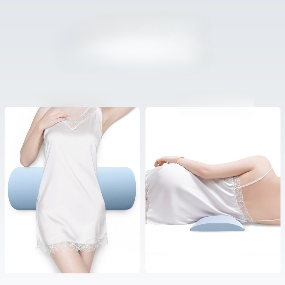 수면용 허리 베개 낮은 타입 꿀잠 요추베개 받침 아이스 실크 - 연분홍 중형 48x20cm - 상세 이미지 5