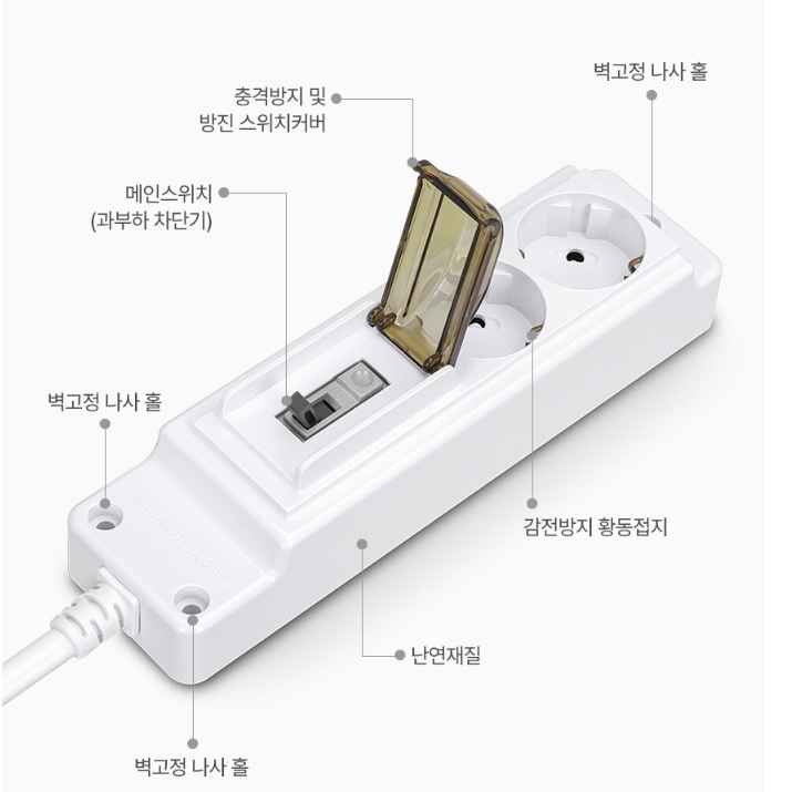 사무실 에어컨멀티탭 3구 10M 3500W 국산 고용량 멀티콘센트 이미지 7