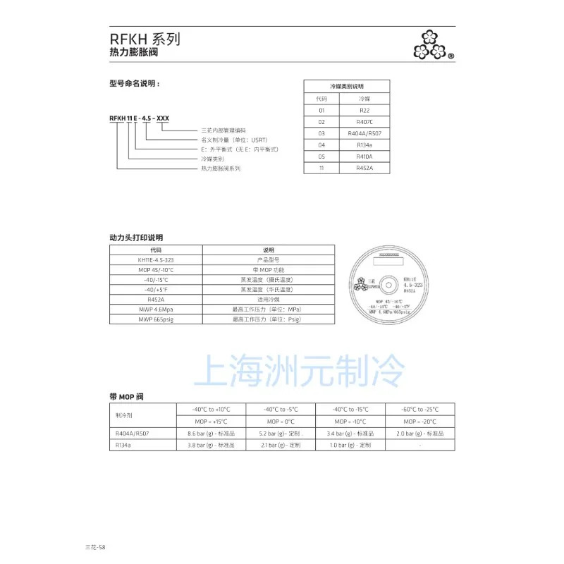 SANHUA 냉동 삼팽창 밸브 RFKH01E-6. 0-22 13 02E-4. 8-21 15 04-2. 9