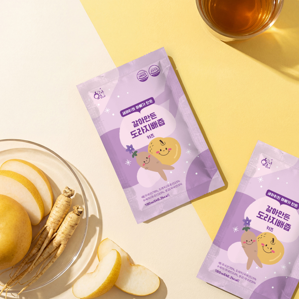 물없이 통으로 갈아만든 도라지배즙 아이용 100ml x 30포 진액 엑기스