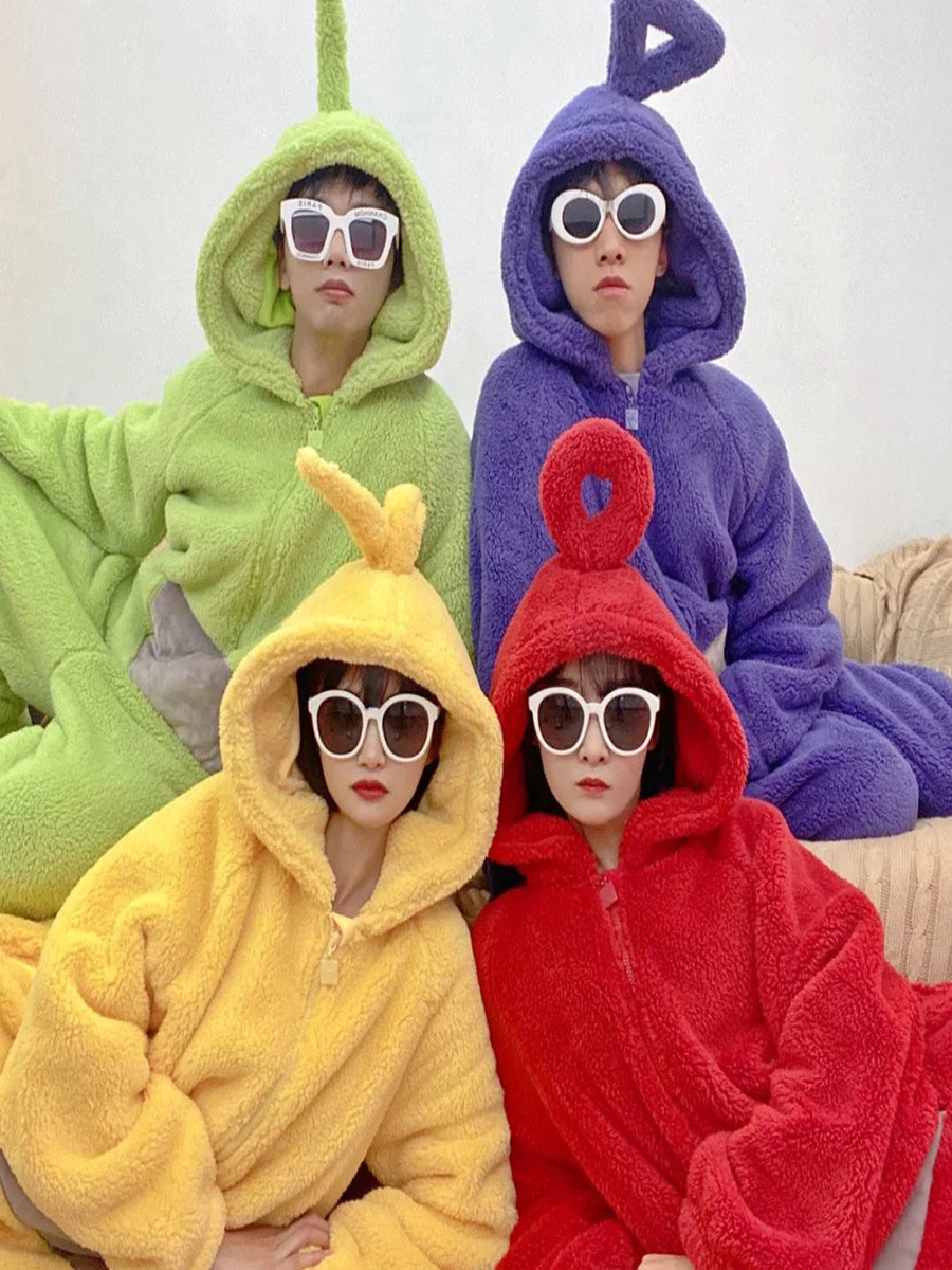 텔레토비 옷 의상 코스튬 졸업식 코스프레 잠옷 분장 수면 파티 극세사 친구들 단체 - 상세 이미지 4