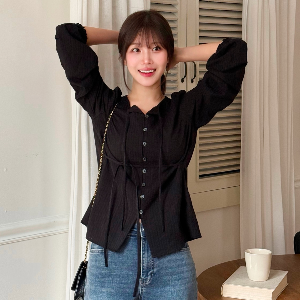 로엠 브이넥 블라우스 스트랩 블라우스 여성 블라우스 리뷰 착용 꿀팁 로엠 옷 추천