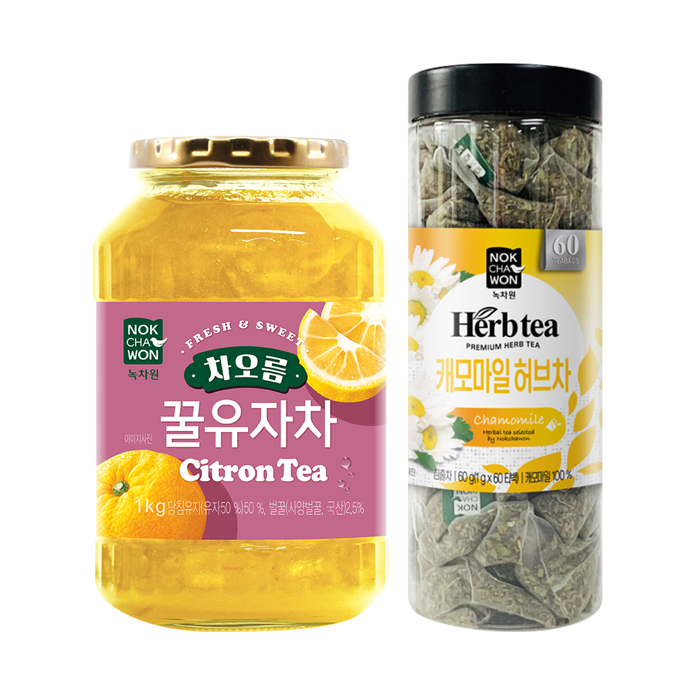 [녹차원] 차오름 유자차 1kg + 캐모마일 60T 홈카페 유자캐모마일 - 상품 이미지