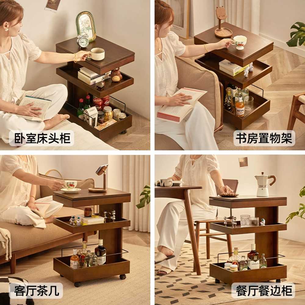 이동식 간식 트롤리 웨건 원목 용 홈바 와인카트 테이블 - 상세 이미지 5