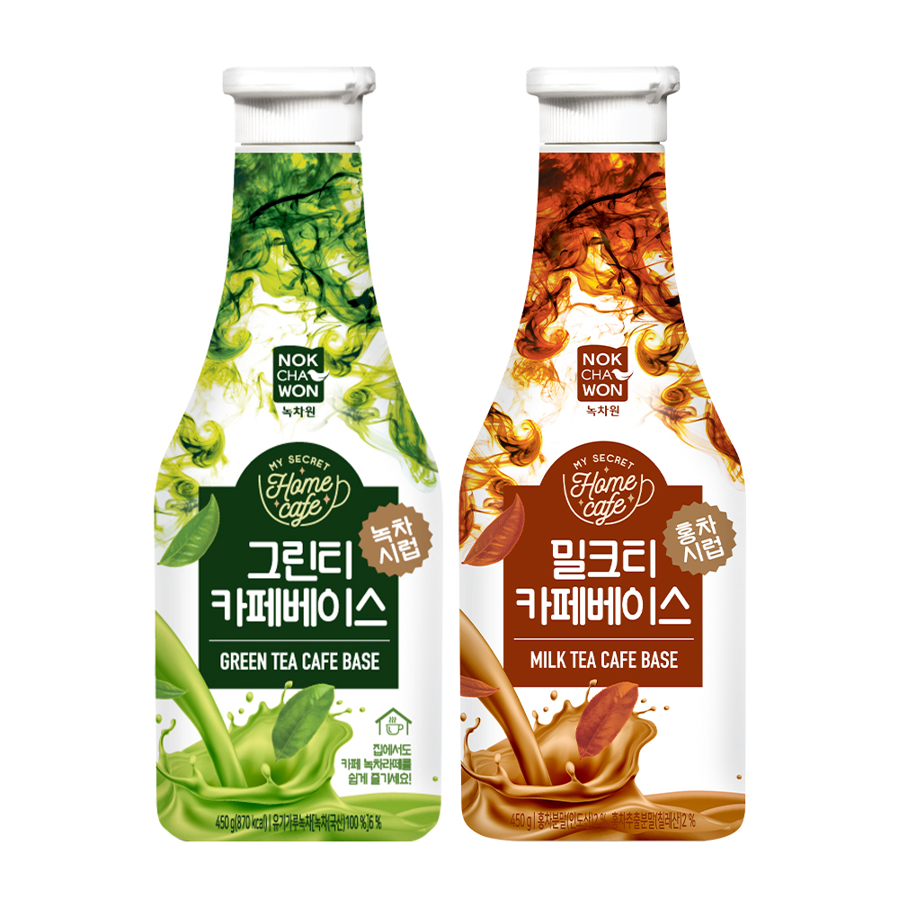 [녹차원] 카페시럽 그린티450g + 밀크티 450g - 상품 이미지
