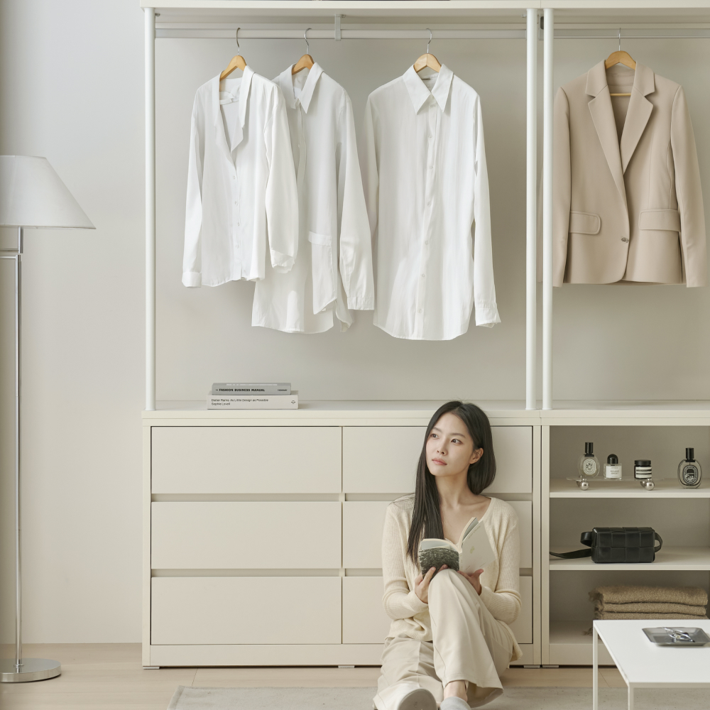 드레스룸 수납장 시스템행거 시스템옷장 높은형 600mm, 화이트 - 상세 이미지 4