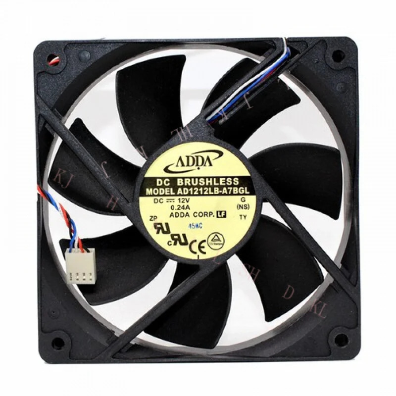 N FOR ADDA 12CM AD1212LB-A7BGL DC 12V 0.24A 80.50 CFM 120x120x25MM 4핀 냉각팬