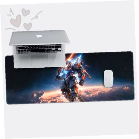 로봇 전투 일러스트 대형 마우스 장패드 게이밍 키보드 손목 받침 논슬립 고무